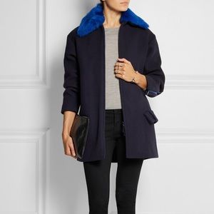 Kenzo Shearling-trimmed wool-blend coat with detachable collar